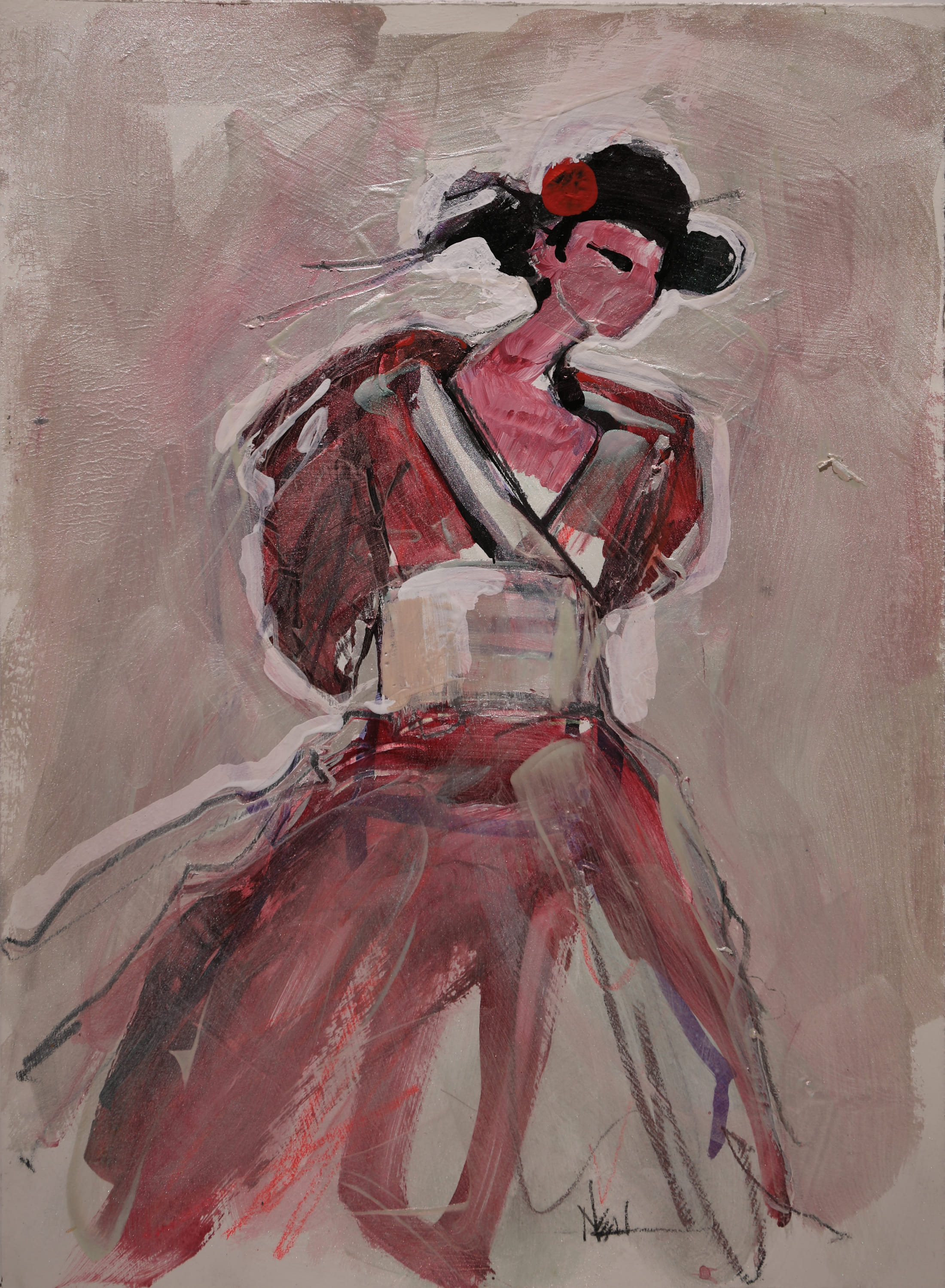 Geisha At Party - Acrylic on Paper